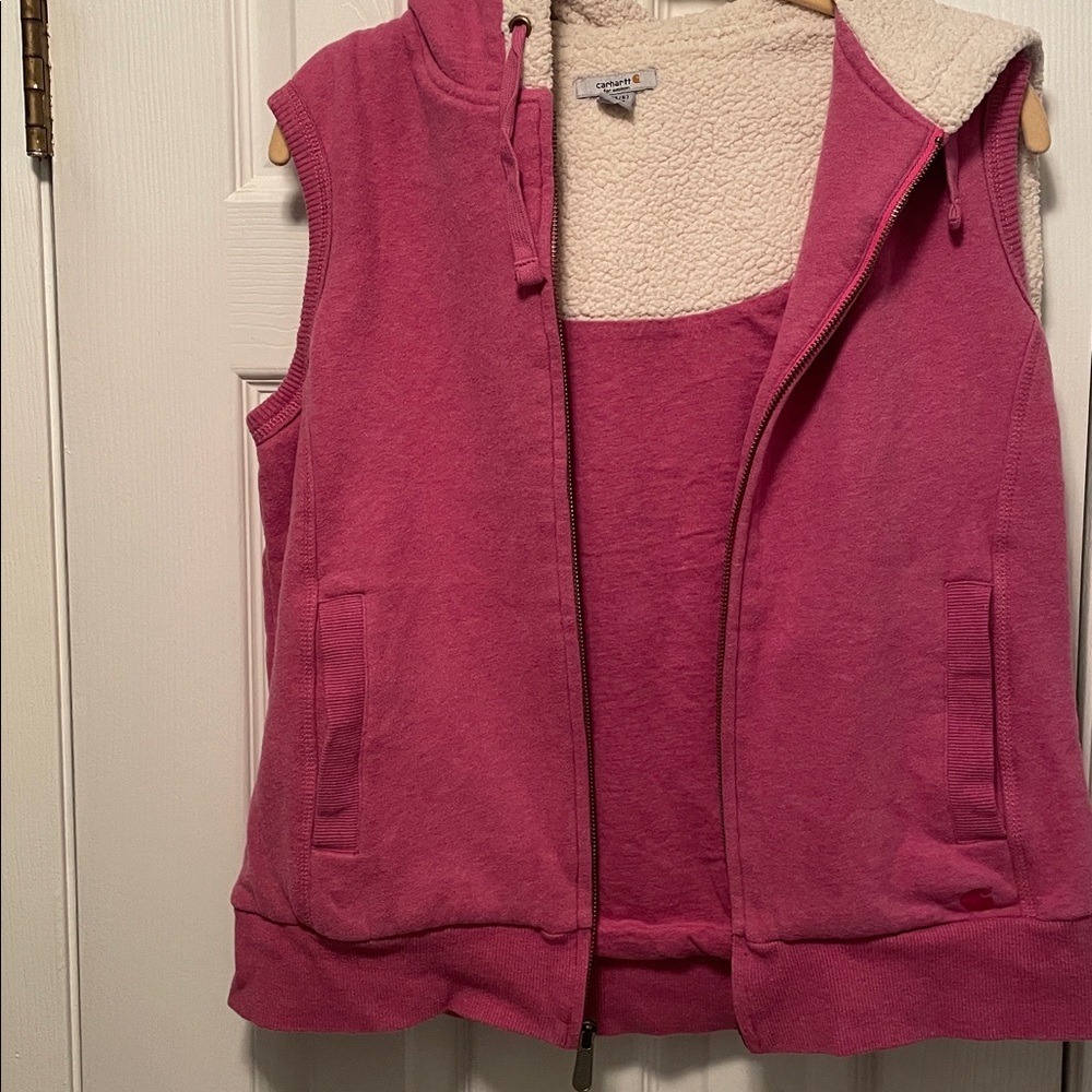 Carhartt Pink Sherpa-Lined Vest. Size Small For Women Tall - Picture 5 of 7